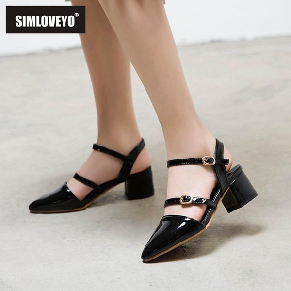 simloveyo shoes 2020 summer new fashion patent leather pointed toe woman sandals outside med hoof heels buckle ladies shoes, Black
simloveyo shoes 2020 summer new fashion patent leather pointed toe woman sandals outside med hoof heels buckle ladies shoes, Black