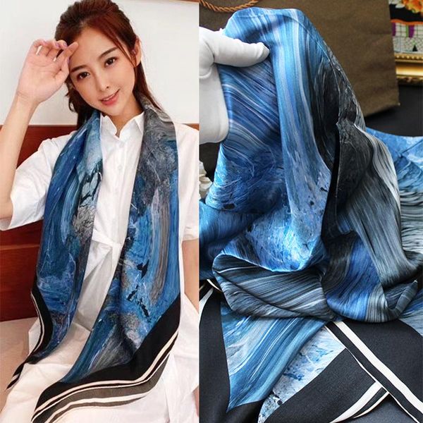 real pure silk scarf women bandana gift hand-curled plain crepe satin 110 large square scarf shawl doodle ocean, Blue;gray
real pure silk scarf women bandana gift hand-curled plain crepe satin 110 large square scarf shawl doodle ocean, Blue;gray
