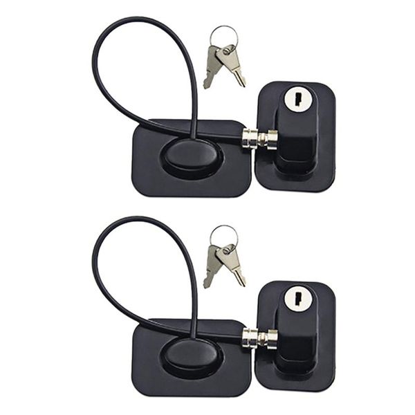 2 Pcs Strong Adhesive Refrigerator Door Lock File Drawer Lock Child Safety Cupboard With Key