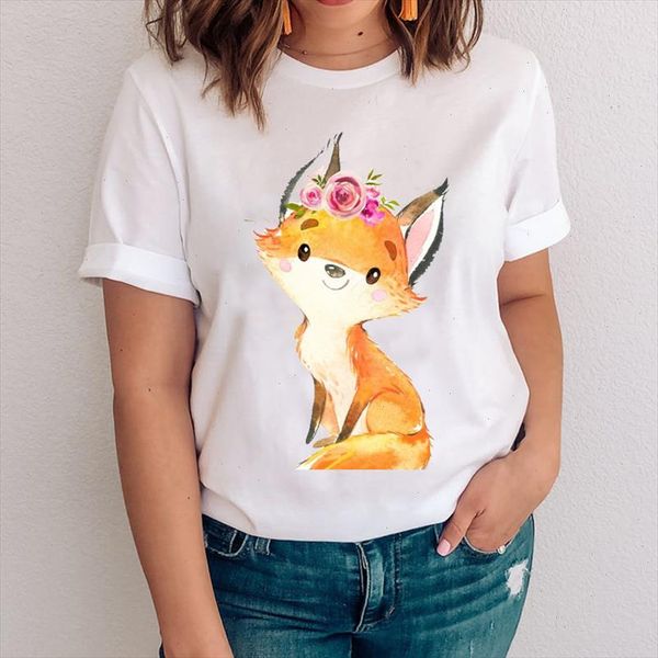 women graphic fashion flower printing clothing fox cartoon animal clothes lady clothing tees print female tshirt t shirt, White
women graphic fashion flower printing clothing fox cartoon animal clothes lady clothing tees print female tshirt t shirt, White