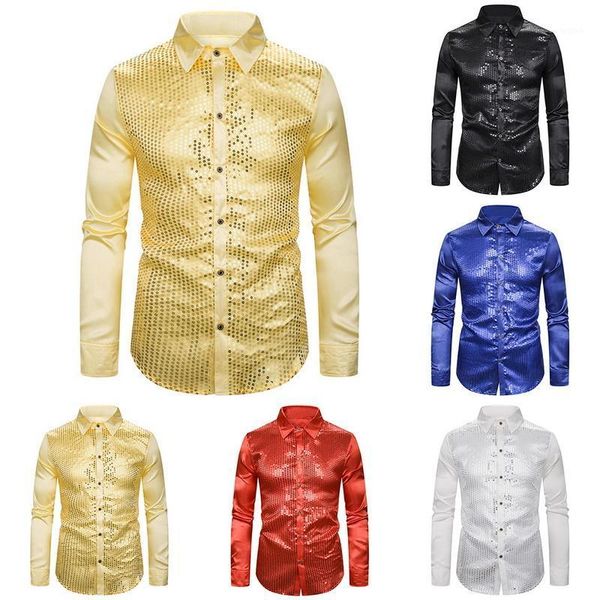 men luxury sequin glitter shirts long sleeve silk satin shiny disco party shirt men stage dance nightclub prom costume1, White;black
men luxury sequin glitter shirts long sleeve silk satin shiny disco party shirt men stage dance nightclub prom costume1, White;black