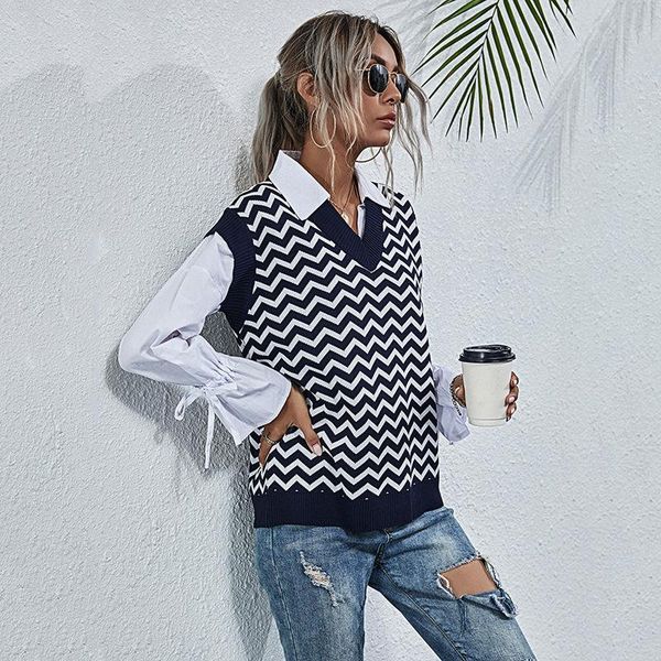women's vests 2021 spring chic knitted vest geometric patterns sleevelesss v-neck sweater female pullovers waistcoat for lady, Black;white
women's vests 2021 spring chic knitted vest geometric patterns sleevelesss v-neck sweater female pullovers waistcoat for lady, Black;white