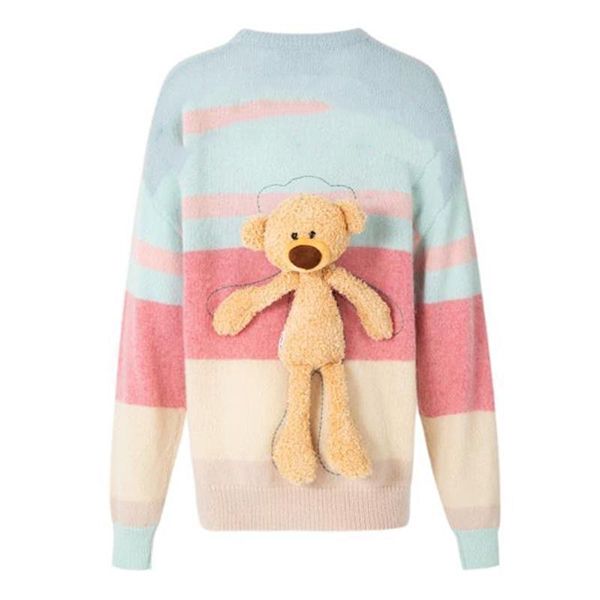 2022 women bear sweater 13de rainbow back clothes loose lazy style pullover outwear lady sweaters female, White;black
2022 women bear sweater 13de rainbow back clothes loose lazy style pullover outwear lady sweaters female, White;black