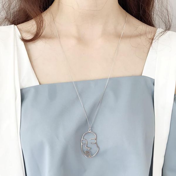 2020 new abstract artsy hollow out face long sweater necklace statement necklace women bijoux unique fashion jewelry, Silver
2020 new abstract artsy hollow out face long sweater necklace statement necklace women bijoux unique fashion jewelry, Silver