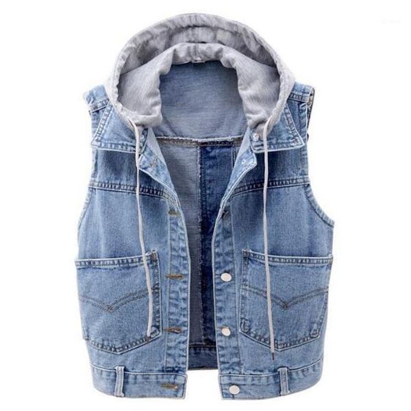women's denim jacket sleeveless short vest slim vintage detachable hooded denim jacket size casual female vest f608031, Black;white
women's denim jacket sleeveless short vest slim vintage detachable hooded denim jacket size casual female vest f608031, Black;white