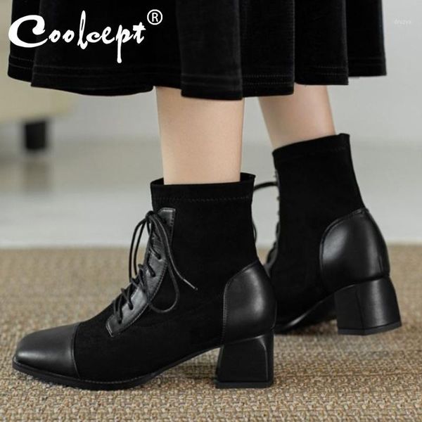 coolcept size 33-43 women ankle boots lace up thick heel flock shoes square toe winter warm boots fashion women footwear1, Black
coolcept size 33-43 women ankle boots lace up thick heel flock shoes square toe winter warm boots fashion women footwear1, Black