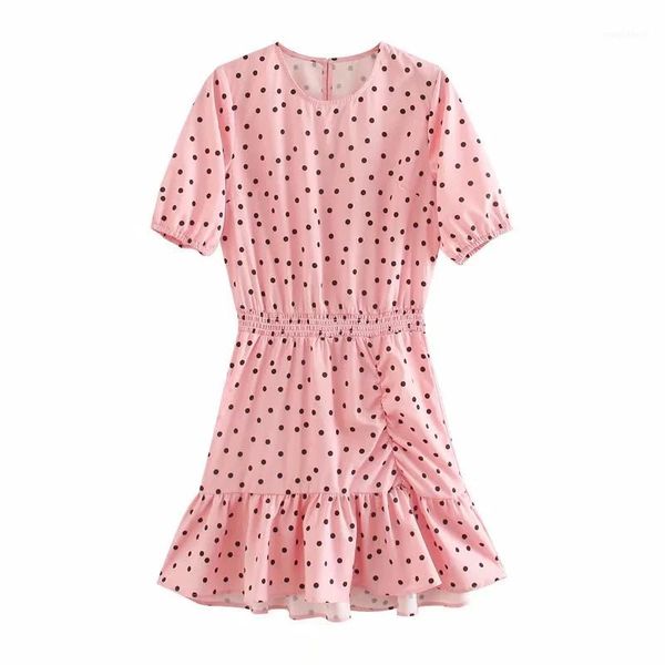 2020 fashion woman dot printing pink mini dress casual ladies o neck short sleeve ruffle hem loose dresses d55721, Black;gray
2020 fashion woman dot printing pink mini dress casual ladies o neck short sleeve ruffle hem loose dresses d55721, Black;gray
