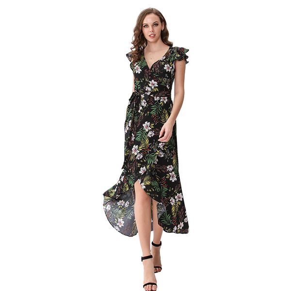 women dress floral printed bandage split flowy party dignified noble trend elegant summer long dress m30524, Black;white
women dress floral printed bandage split flowy party dignified noble trend elegant summer long dress m30524, Black;white