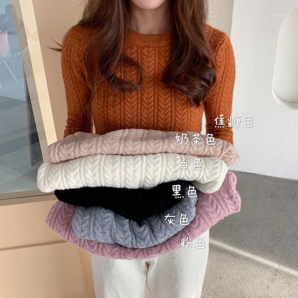 retro korean-style chic short slim-fit linen flower color bottoming soft sweater women's autumn and winter 2020, White;black
retro korean-style chic short slim-fit linen flower color bottoming soft sweater women's autumn and winter 2020, White;black