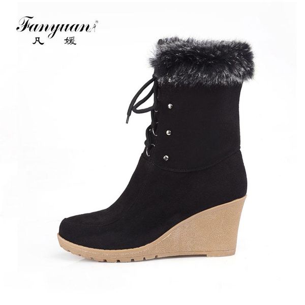 fanyuan fashion lace-up winter boots women cross-tied wedges mid-calf boots fur warm ladies shoes solid platform rivet snow boot, Black
fanyuan fashion lace-up winter boots women cross-tied wedges mid-calf boots fur warm ladies shoes solid platform rivet snow boot, Black