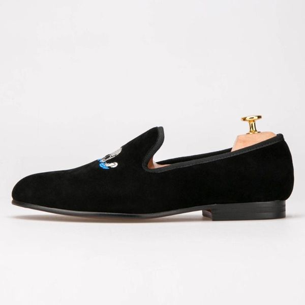 original velvet embroidery fashion men's shoes chaussure homme, Black