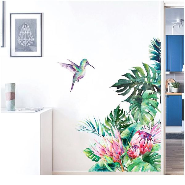 tropical leaves flowers bird wall stickers bedroom living room decoration mural home decor decals removable stickers w wmthgm 
tropical leaves flowers bird wall stickers bedroom living room decoration mural home decor decals removable stickers w wmthgm