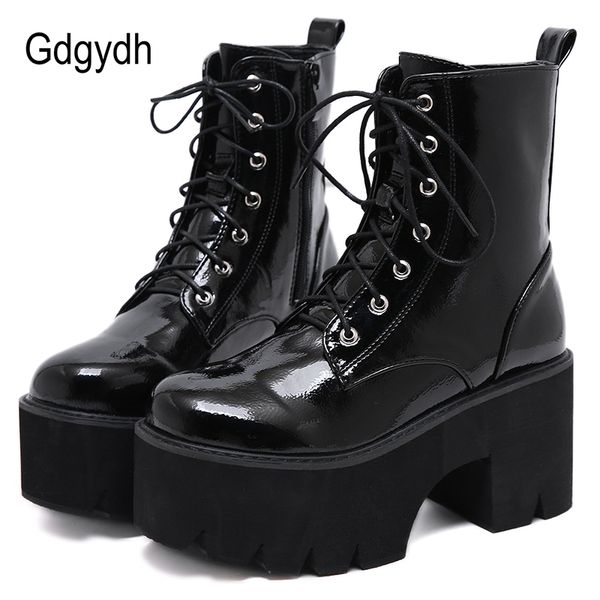 gdgydh woman lace autumn boots womens ladies chunky wedge platform black patent leather ankle boots punk goth new arrival 2020 c1011, Black;white
gdgydh woman lace autumn boots womens ladies chunky wedge platform black patent leather ankle boots punk goth new arrival 2020 c1011, Black;white