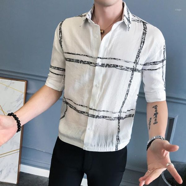 new summer men shirts luxury large plaid three quarter sleeve mens dress shirts camisa social masculina slim casual man1, White;black
new summer men shirts luxury large plaid three quarter sleeve mens dress shirts camisa social masculina slim casual man1, White;black