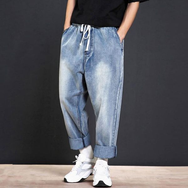 men's pants vogue harem men tide autumn casual denim loose straight mans tooling jeans long trouser streetwear, Black
men's pants vogue harem men tide autumn casual denim loose straight mans tooling jeans long trouser streetwear, Black
