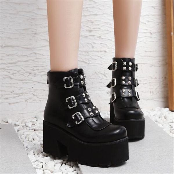 pxelena biker combat boots women platforms chunky block high heel punk shoes gothic rivet buckle ankle military large size 34-45 c0202, Black
pxelena biker combat boots women platforms chunky block high heel punk shoes gothic rivet buckle ankle military large size 34-45 c0202, Black