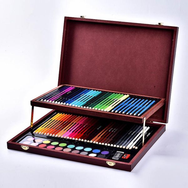 91pcs Art Sets Wooden Box Stationery Set Colored Pencil Painting Drawing Tools Gift Box For Kids
