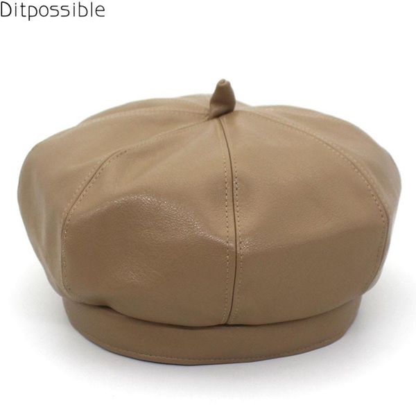 ditpossible vintage pu beret women caps solid gorras touca berets hat, Blue;gray 
ditpossible vintage pu beret women caps solid gorras touca berets hat, Blue;gray