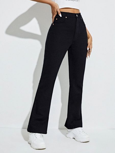 solid flare leg pants c0rr#, Black;white
solid flare leg pants c0rr#, Black;white