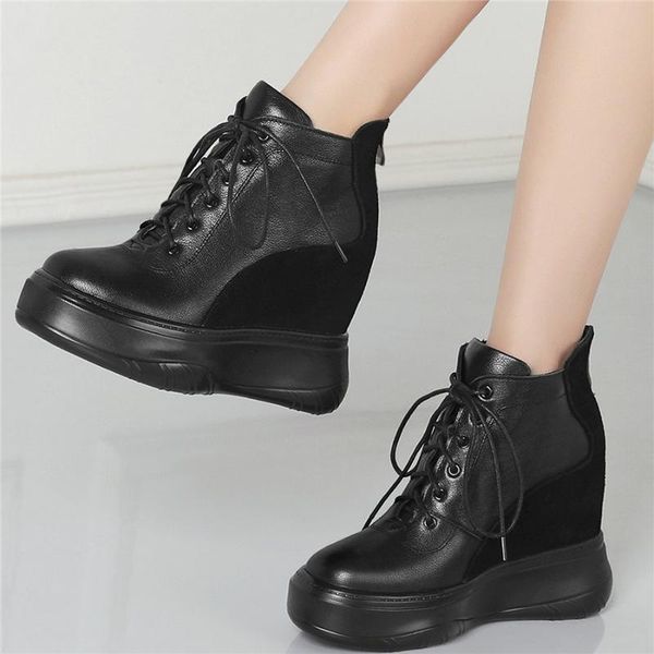 platform pumps women lace up cow leather wedges high heel ankle boots female high round toe fashion sneakers casual shoes, Black
platform pumps women lace up cow leather wedges high heel ankle boots female high round toe fashion sneakers casual shoes, Black