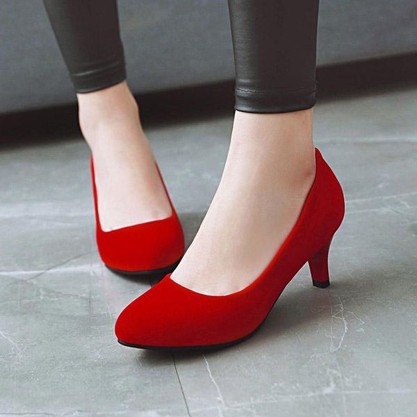 chinese style comfortable round head flock pumps fashion slip-on black red high heel stiletto women's shoes big size
chinese style comfortable round head flock pumps fashion slip-on black red high heel stiletto women's shoes big size