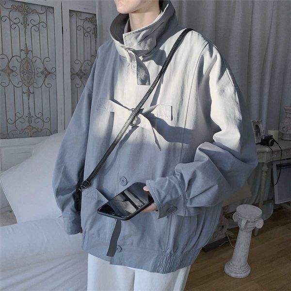 solid coat men's spring autumn new korean fashion cool stand collar loose versatile work jacket, Black;brown
solid coat men's spring autumn new korean fashion cool stand collar loose versatile work jacket, Black;brown