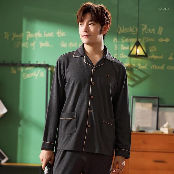 men's sleepwear autumn and winter long-sleeved pajamas, pure cotton lapel solid color casual plus size1, Black;brown
men's sleepwear autumn and winter long-sleeved pajamas, pure cotton lapel solid color casual plus size1, Black;brown