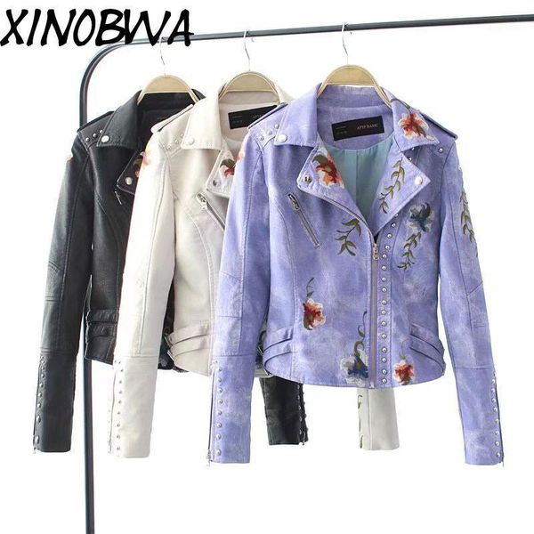 europe new autumn winter women high street fashion flower embroidery rivet zipper pu leather slim jacket ladies motorcycle coats1, Black
europe new autumn winter women high street fashion flower embroidery rivet zipper pu leather slim jacket ladies motorcycle coats1, Black