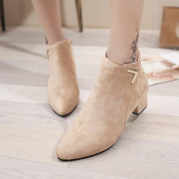 new brand women's ankle boots zipper mid square heels platform for ladies buckle footwear women's shoes solid mujer, Black
new brand women's ankle boots zipper mid square heels platform for ladies buckle footwear women's shoes solid mujer, Black