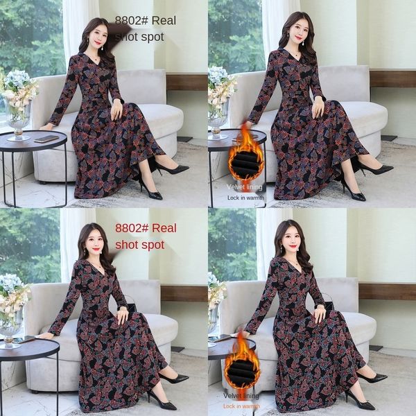 urit0 2020 autumn new slim fit fashionable mom dress v-neck velvet thickened young and middle-aged dress for ladies bfob6, Black;gray
urit0 2020 autumn new slim fit fashionable mom dress v-neck velvet thickened young and middle-aged dress for ladies bfob6, Black;gray
