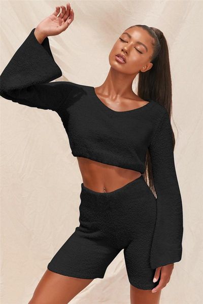 women's tracksuits two piece set leisure wear autumn winter women v-neck solid color long flare sleeve fluffy casual homewear clothing, Gray
women's tracksuits two piece set leisure wear autumn winter women v-neck solid color long flare sleeve fluffy casual homewear clothing, Gray