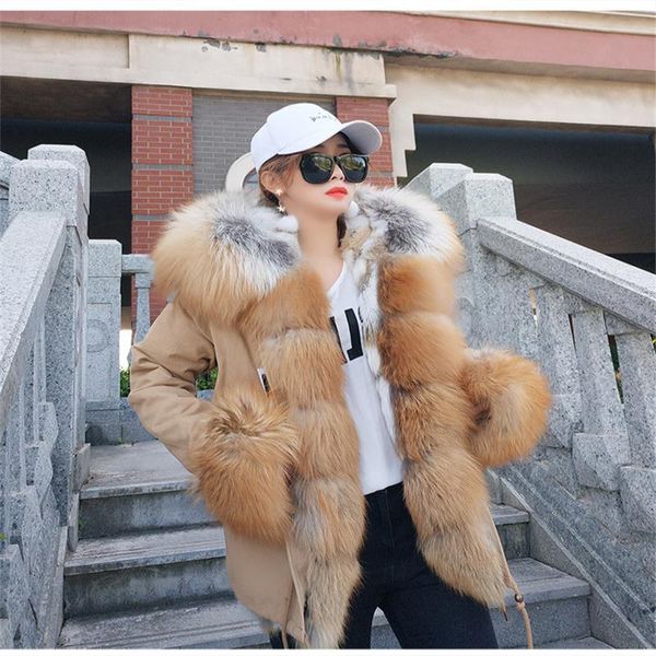 

jackets mini trim raccoon brand threshold fur maomaokong khaki brown rabbit khaki liner arrival fur snow parka cuff new eibgp, Black