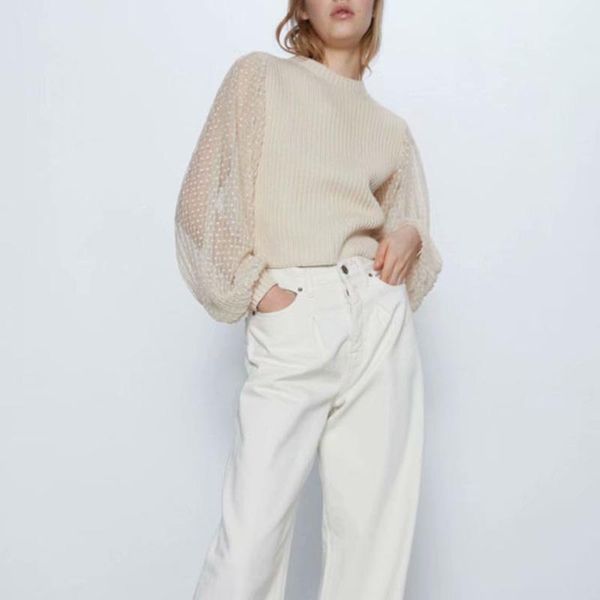 2020 women autumn winter lace knitted solid pullover and sweater female loose transparent sleeve casual jumper femme, White;black
2020 women autumn winter lace knitted solid pullover and sweater female loose transparent sleeve casual jumper femme, White;black