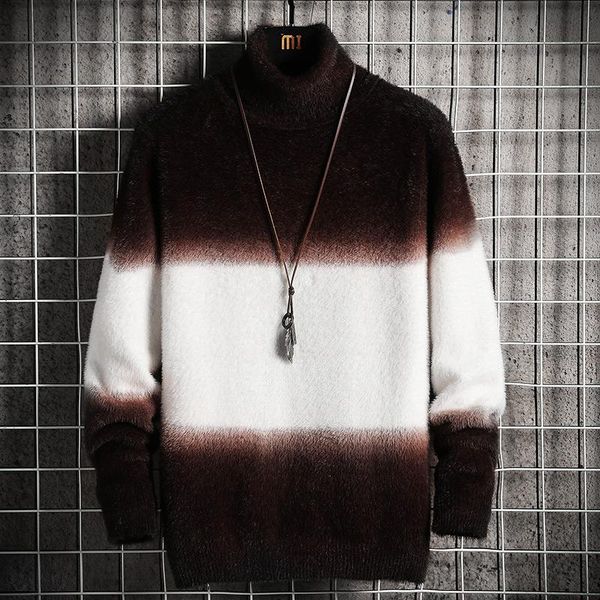 mens turtlenecks sweater men 2020 winter oversized high collar sweaters korean patchwork knitted black turtleneck male, White;black
mens turtlenecks sweater men 2020 winter oversized high collar sweaters korean patchwork knitted black turtleneck male, White;black