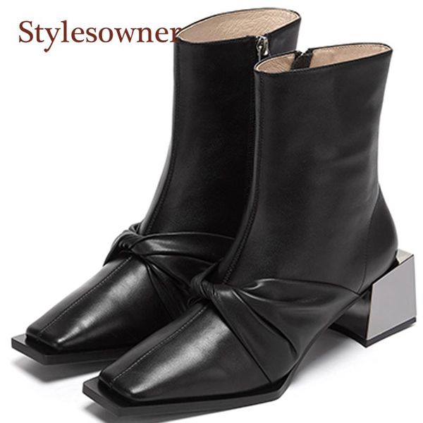 white butterfly-knot design fashion woman boots genuine leather round toe metal mirror square heel med riding boots 2021, Black
white butterfly-knot design fashion woman boots genuine leather round toe metal mirror square heel med riding boots 2021, Black