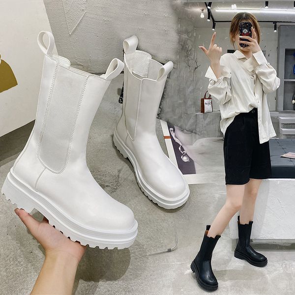 brand designer elastic band mid-calf boots women chunky heel platform goth booties female leather short winter tube bottes femme, Black
brand designer elastic band mid-calf boots women chunky heel platform goth booties female leather short winter tube bottes femme, Black