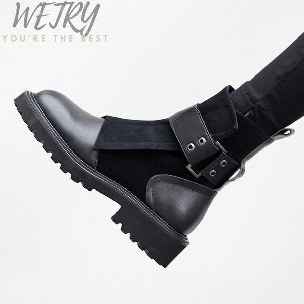 women's ankle boots flock leather women's winter boots 2020 buckle strap autumn gothic shoes woman punk style low heels1, Black 
women's ankle boots flock leather women's winter boots 2020 buckle strap autumn gothic shoes woman punk style low heels1, Black