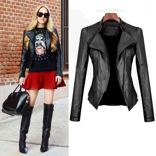 2020 new fashion women motorcycle faux leather jackets zipper short coats pu jacket slim autumn short jacket women's clothing1, Black
2020 new fashion women motorcycle faux leather jackets zipper short coats pu jacket slim autumn short jacket women's clothing1, Black