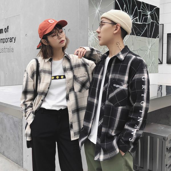 Spring Summer New Lovers Wear Genuine High-quality Male Female Shirts Size Big, Long-sleeved Plaid Shirt 79ku, White;black
Spring Summer New Lovers Wear Genuine High-quality Male Female Shirts Size Big, Long-sleeved Plaid Shirt 79ku, White;black