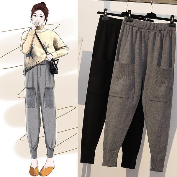 plus size women's casual pants female 2020 autumn winter new ladies slim pants knitted elasticity little feet harem a2871, Black;white
plus size women's casual pants female 2020 autumn winter new ladies slim pants knitted elasticity little feet harem a2871, Black;white
