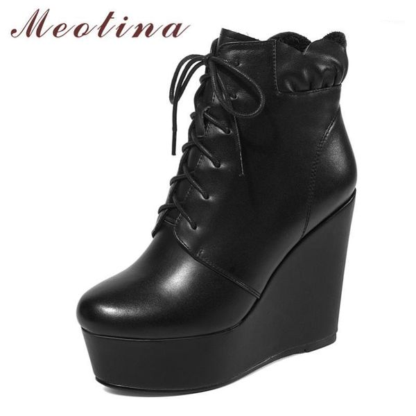 boots meotina winter ankle women natural genuine leather platform wedge heel short fashion super high shoes ladies 391, Black
boots meotina winter ankle women natural genuine leather platform wedge heel short fashion super high shoes ladies 391, Black