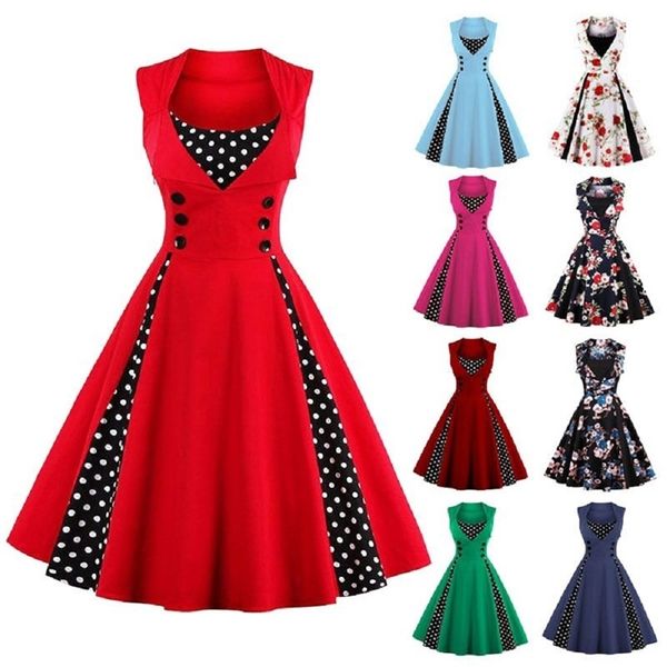 wipalo s-4xl women robe pin up dress retro vintage 50s 60s rockabilly dot swing summer female dresses elegant tunic vestido y200120, White;black
wipalo s-4xl women robe pin up dress retro vintage 50s 60s rockabilly dot swing summer female dresses elegant tunic vestido y200120, White;black