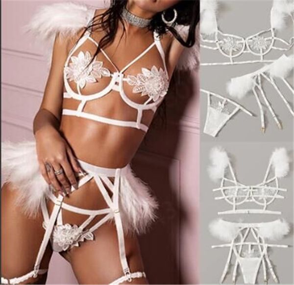 women 3pcs outfits wedding night hollow-out flower lingerie underwear exotic sets babydoll, Black;white
women 3pcs outfits wedding night hollow-out flower lingerie underwear exotic sets babydoll, Black;white