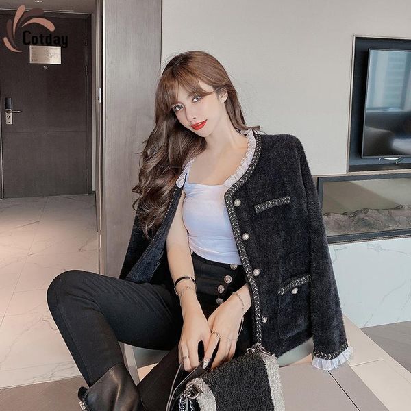 cotday single breasted celebrity stitching mink cashmere short winter loose temperament small fragrance for women jacket coat, Black;brown
cotday single breasted celebrity stitching mink cashmere short winter loose temperament small fragrance for women jacket coat, Black;brown