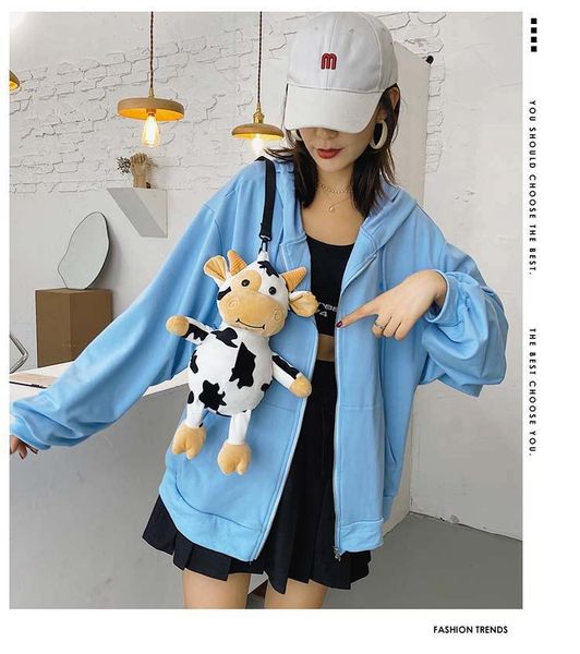 striped cartoon cow design shoulder bags princess autumn winter school bags