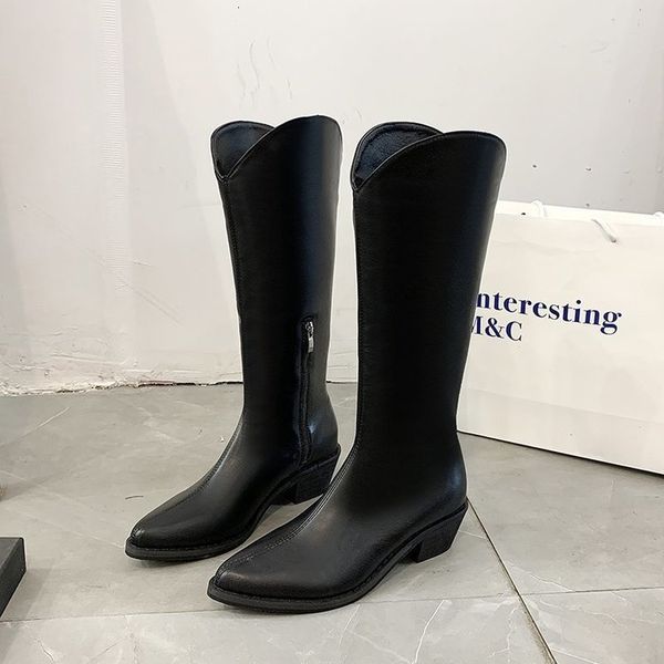 2021 new autumn high-quality fashion women leather pointed to women's toe boots at height of the high knee anti-wear slip-resistant lut, Black
2021 new autumn high-quality fashion women leather pointed to women's toe boots at height of the high knee anti-wear slip-resistant lut, Black
