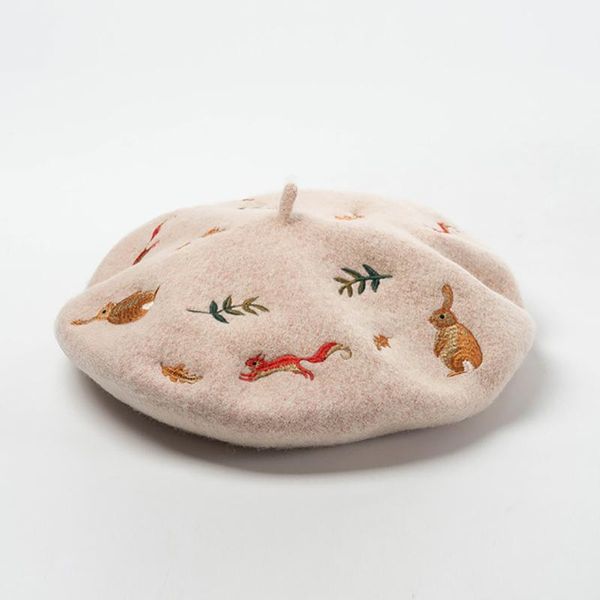 berets korean autumn and winter mori squirrel leaves embroidered cashmere wool beret fashion warm artist hat, Blue;gray
berets korean autumn and winter mori squirrel leaves embroidered cashmere wool beret fashion warm artist hat, Blue;gray