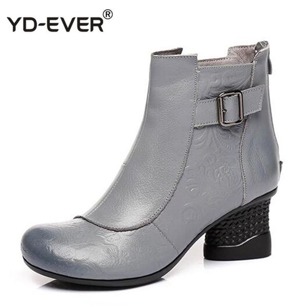 autumn winter fashion genuine leather shoes women's boots casual women thick high heels handmade woman ankle boots, Black 
autumn winter fashion genuine leather shoes women's boots casual women thick high heels handmade woman ankle boots, Black