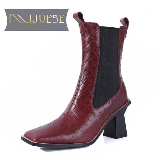mljuese 2021 women soft ankle boots cow leather slip on boots winter short plush square toe high heels women1, Black 
mljuese 2021 women soft ankle boots cow leather slip on boots winter short plush square toe high heels women1, Black