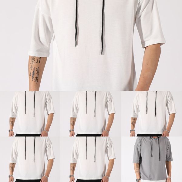 2020 new spring and autumn round neck fake two pieces of men's hooded 7 4 sleeve casual student's t-shirt t-shirt sweatersweater s, Black 
2020 new spring and autumn round neck fake two pieces of men's hooded 7 4 sleeve casual student's t-shirt t-shirt sweatersweater s, Black